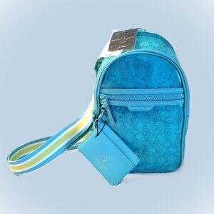 Nanette Lepore Kourt Clear/Blue/Logo Sling Backpack w/Cardcase Set